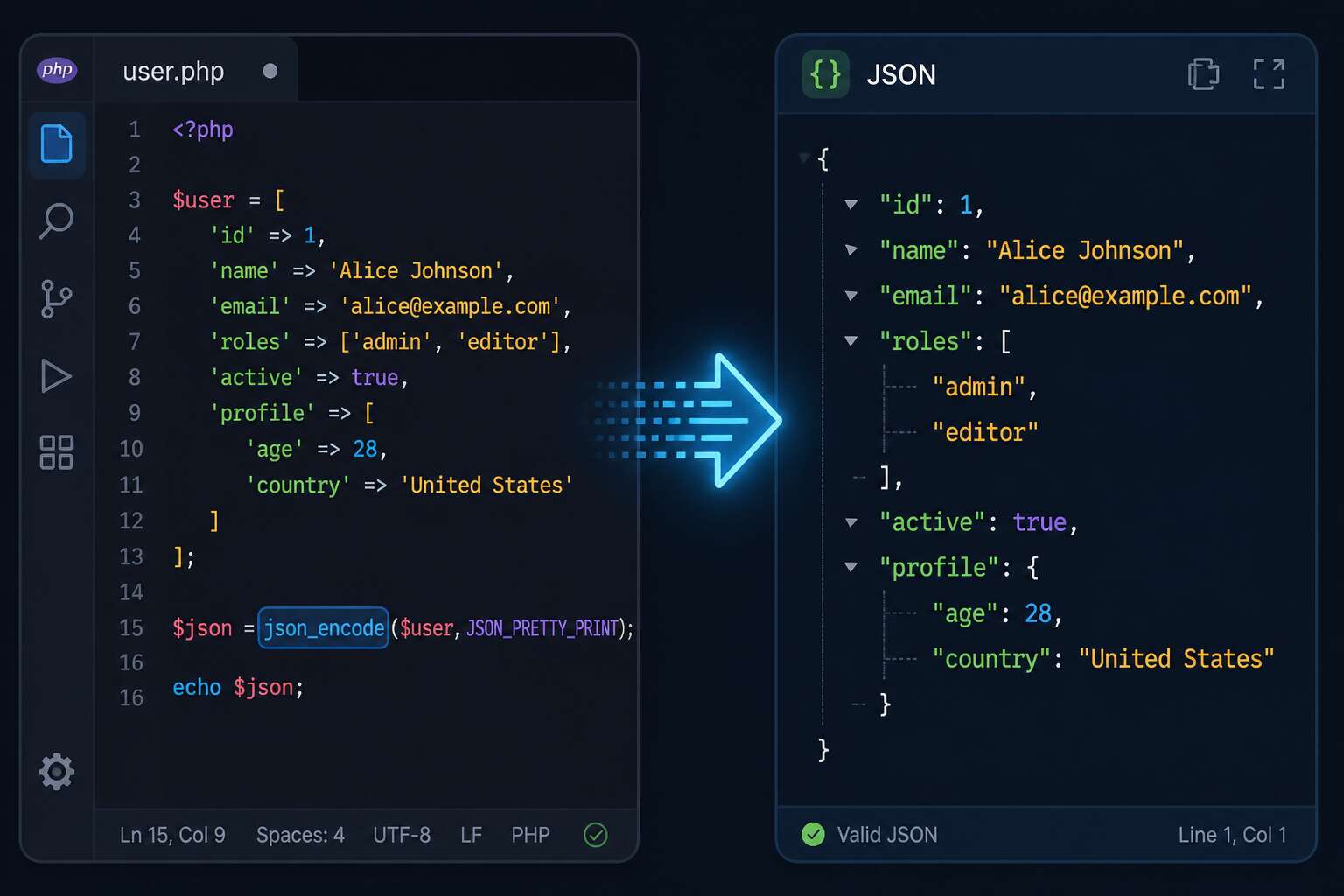 php json_encode